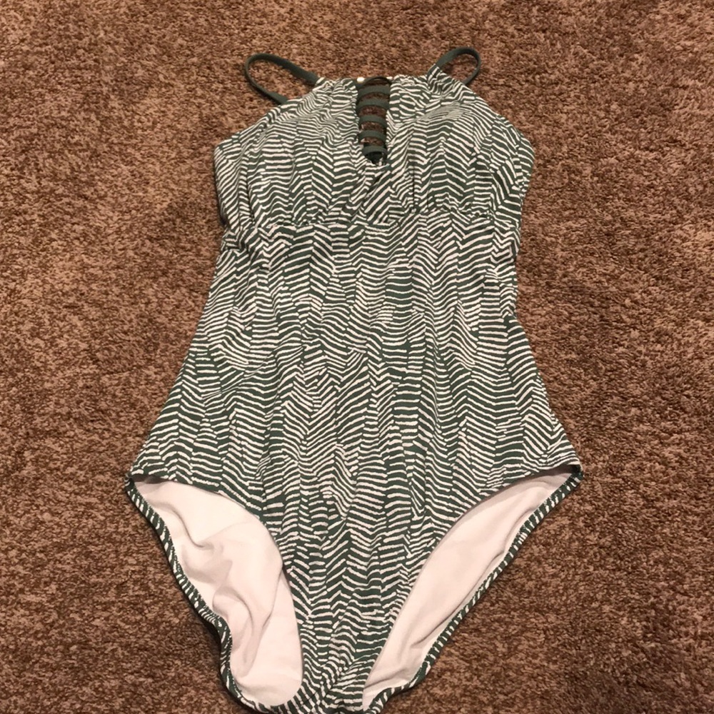White and green bathing suit
